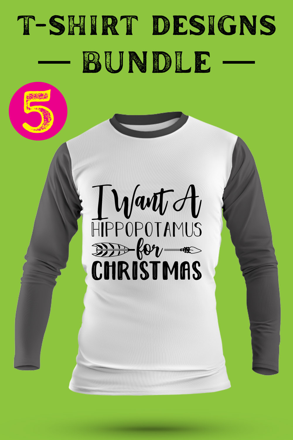 Christmas T Shirt Designs Bundle pinterest preview image.