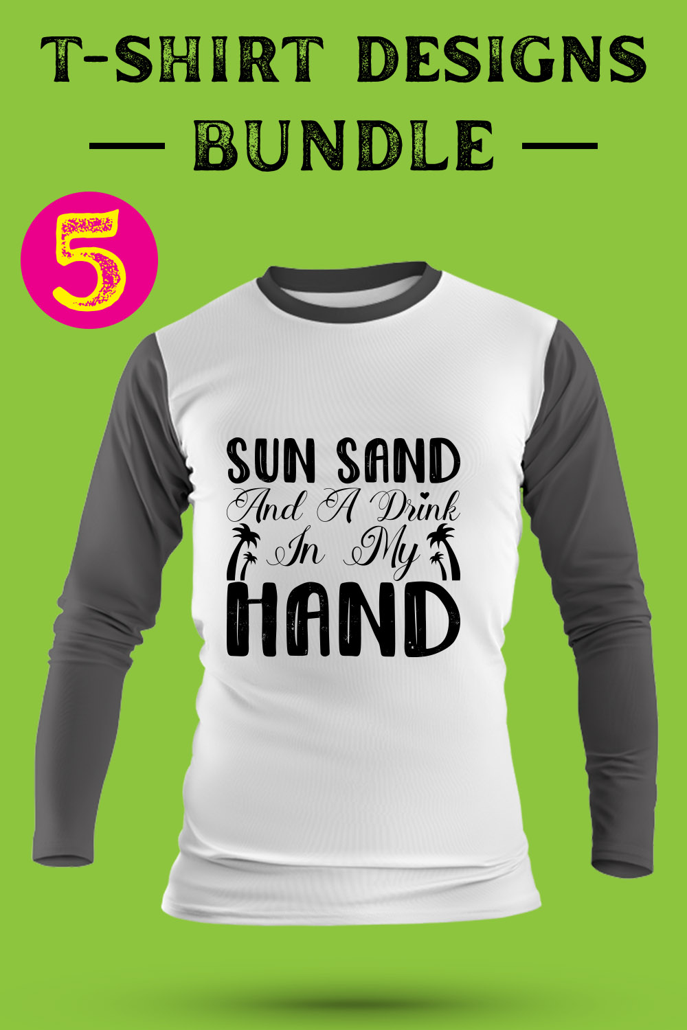 Beach T Shirt Designs Bundle pinterest preview image.