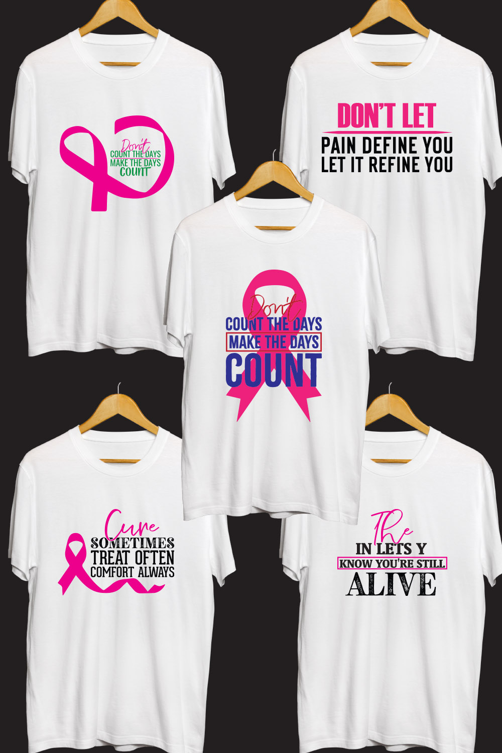 Cancer SVG T Shirt Designs Bundle pinterest preview image.
