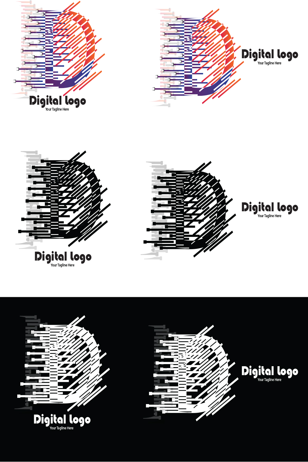 D Letter Digital Logo pinterest preview image.