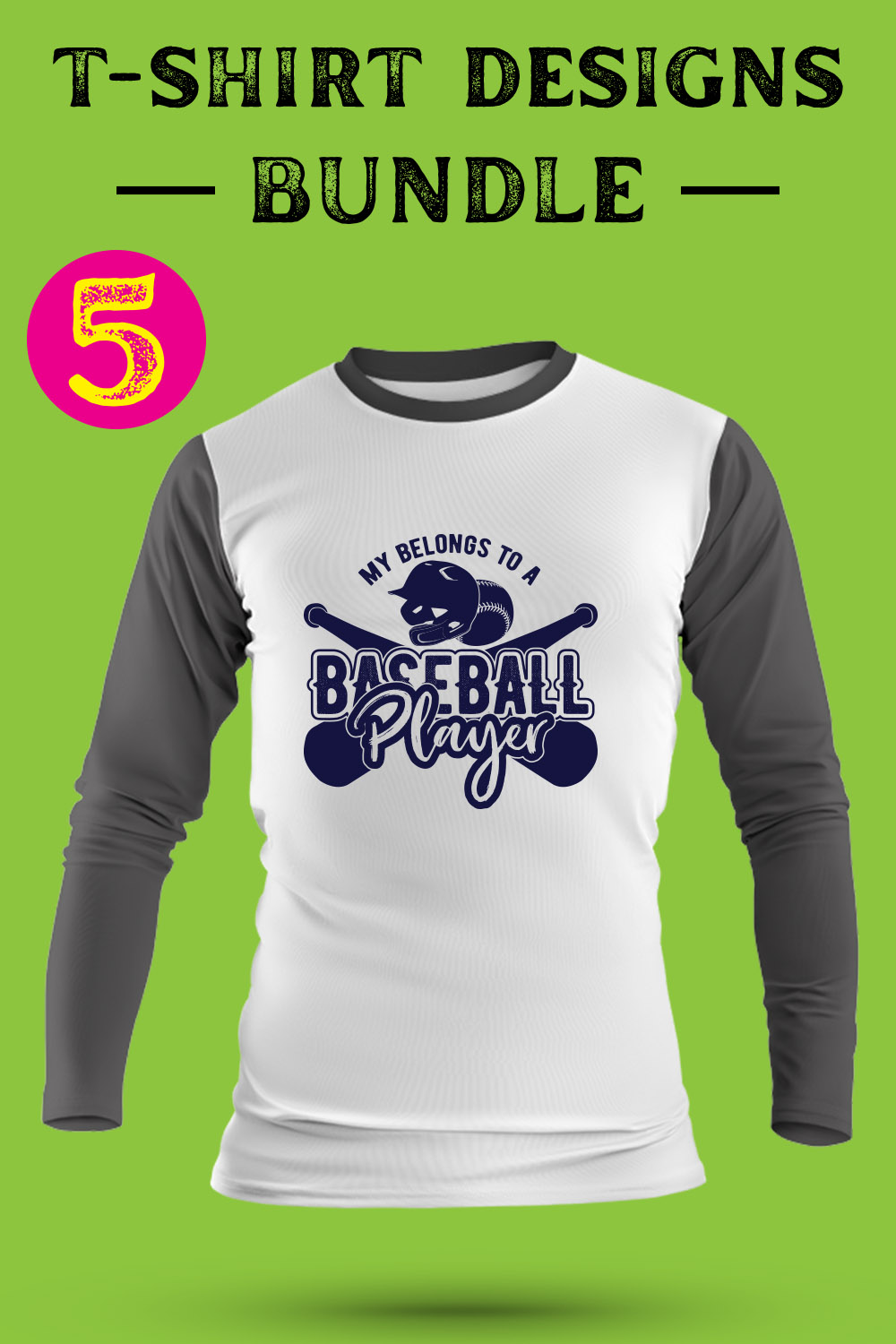 Baseball T Shirt Designs Bundle pinterest preview image.