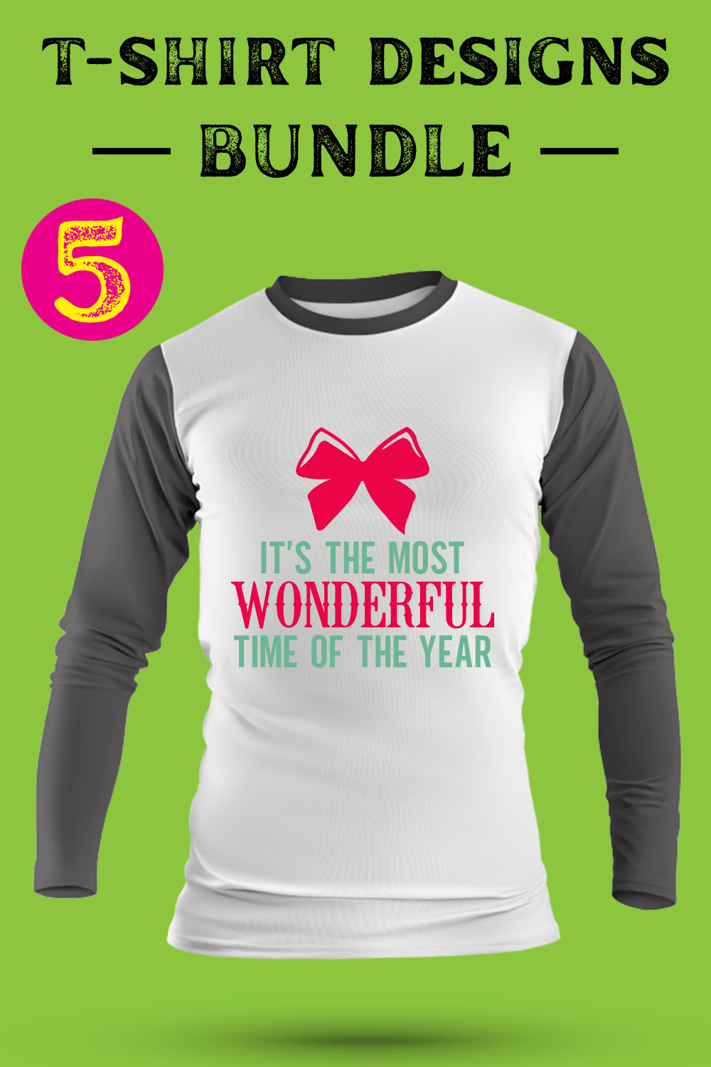 Christmas T Shirt Designs Bundle pinterest preview image.