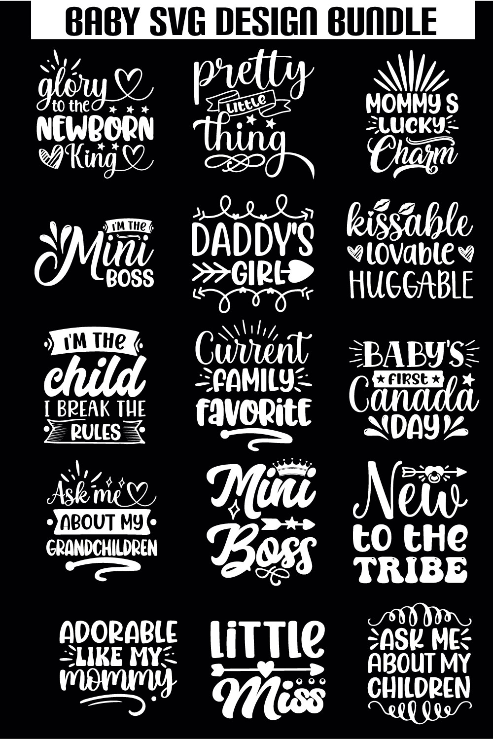 Baby svg design bundle pinterest preview image.