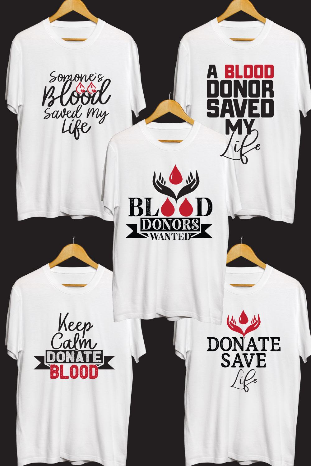 Blood Donor SVG T Shirt Designs Bundle pinterest preview image.