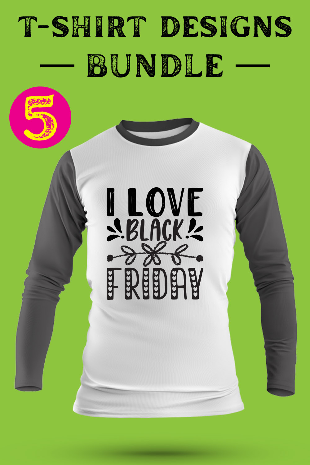 Black-Friday T Shirt Designs Bundle pinterest preview image.