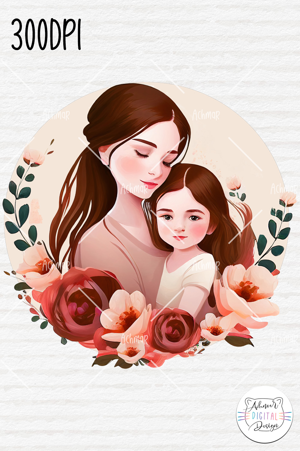 Mother's Day Design, Mom and Daughter pinterest preview image.