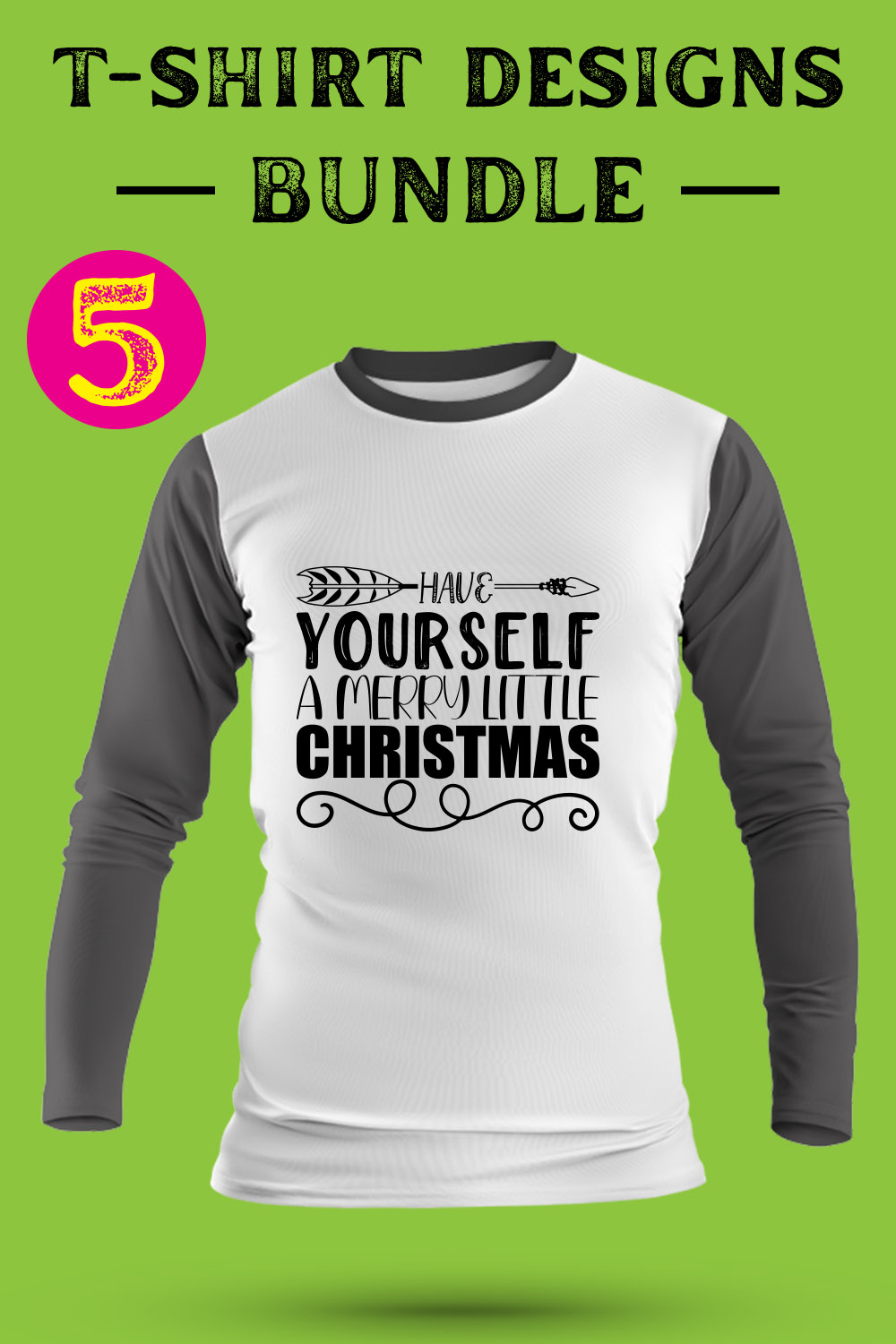 Christmas T Shirt Designs Bundle pinterest preview image.