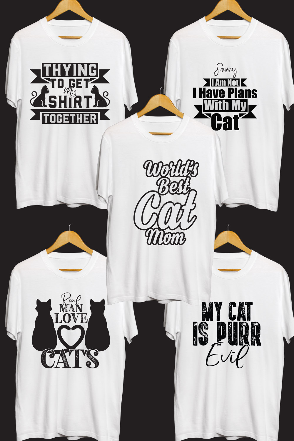 Cat SVG T Shirt Designs Bundle pinterest preview image.