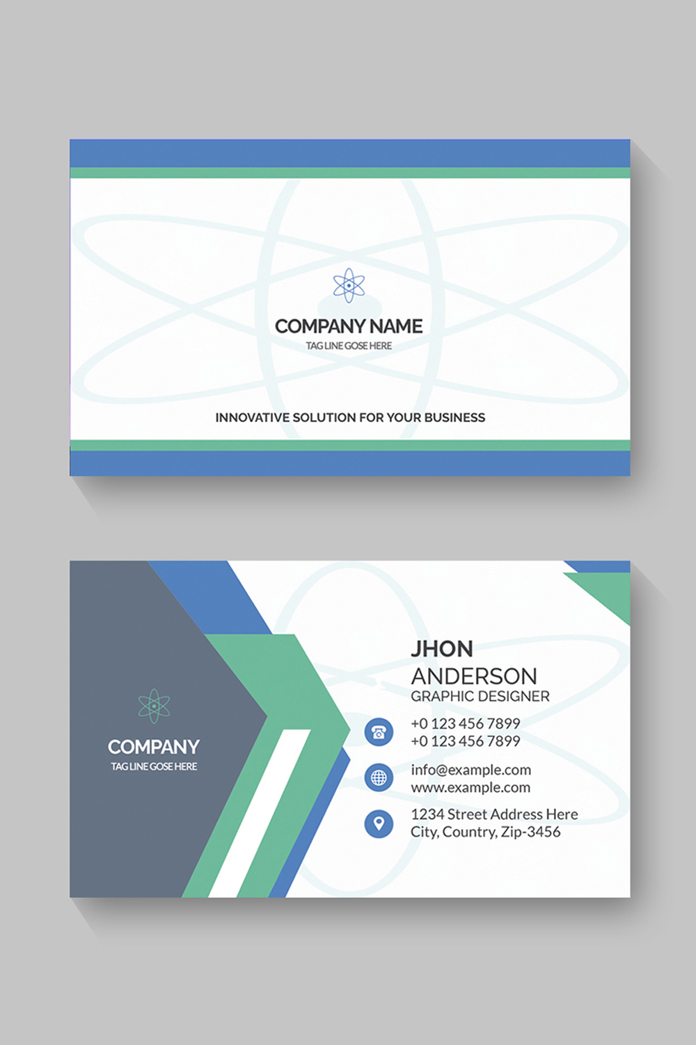 Modern simple light business card template with flat user interface pinterest preview image.