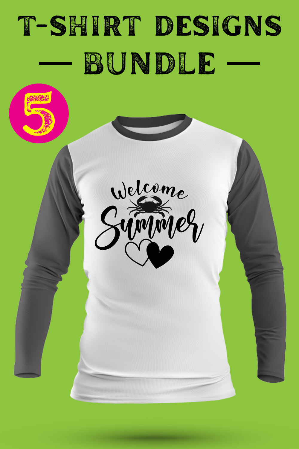 Beach T Shirt Designs Bundle pinterest preview image.