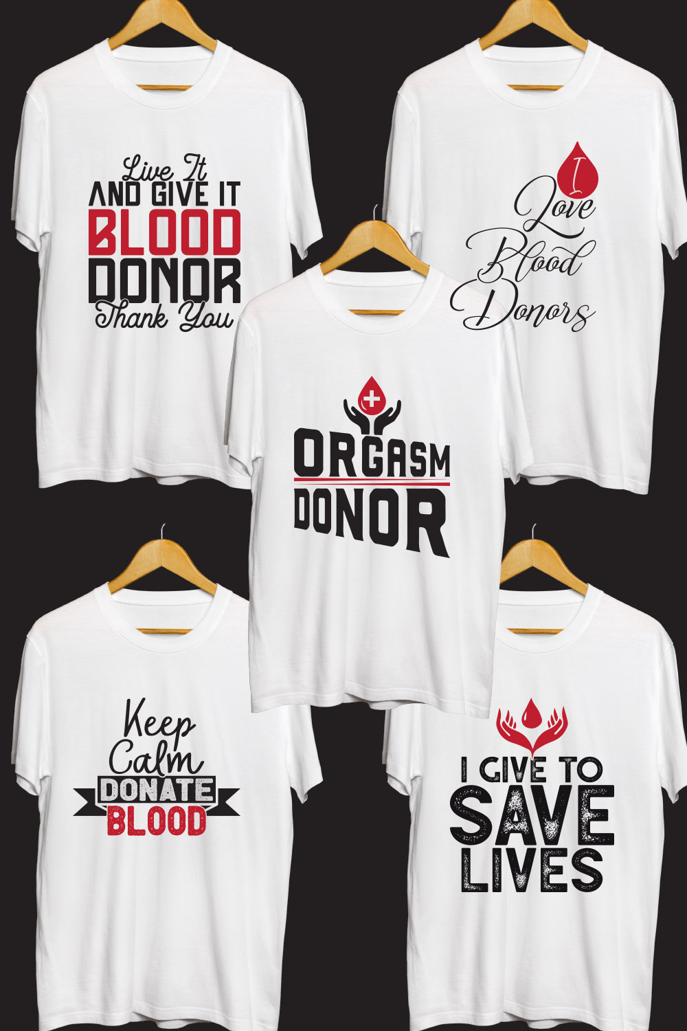 Blood Donor SVG T Shirt Designs Bundle pinterest preview image.