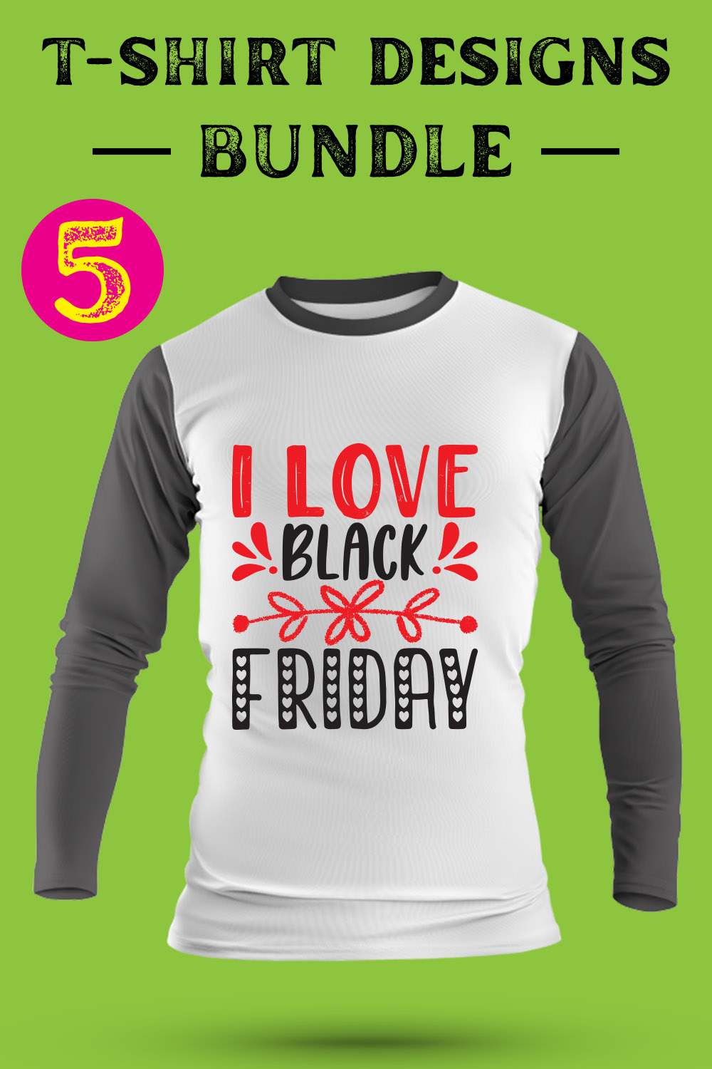 Black-Friday T Shirt Designs Bundle pinterest preview image.