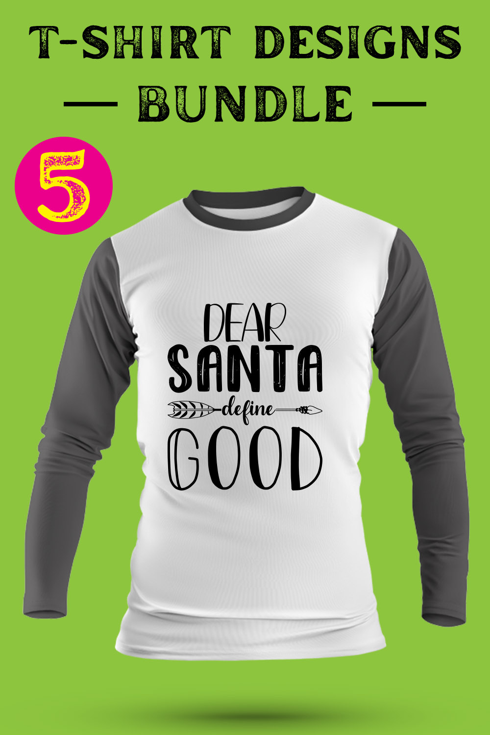 Christmas T Shirt Designs Bundle pinterest preview image.