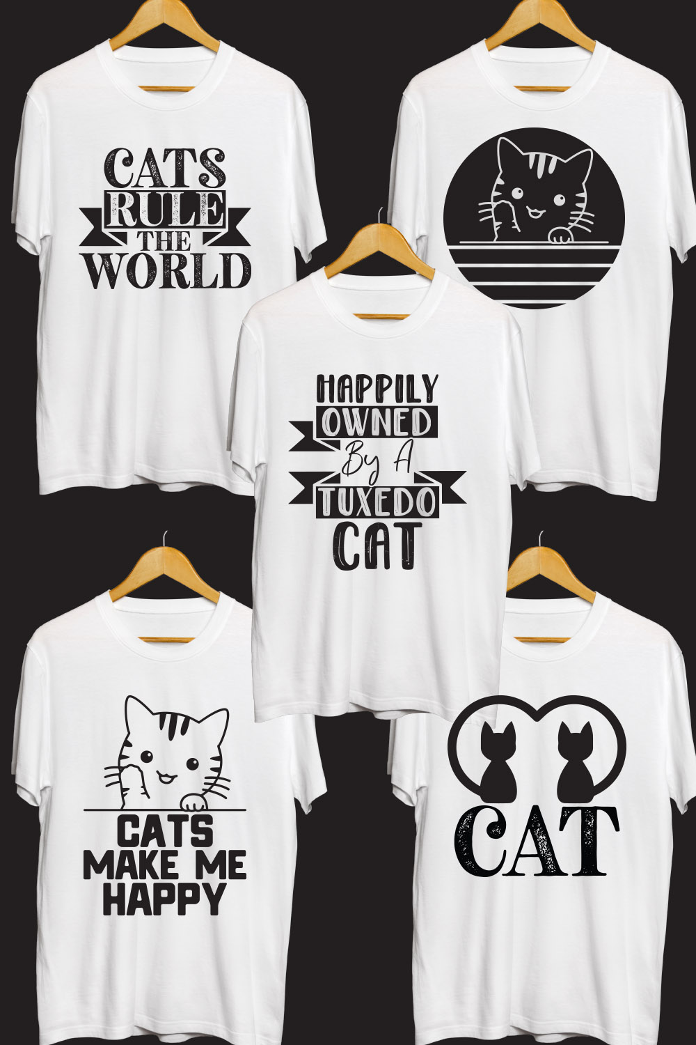 Cat SVG T Shirt Designs Bundle pinterest preview image.