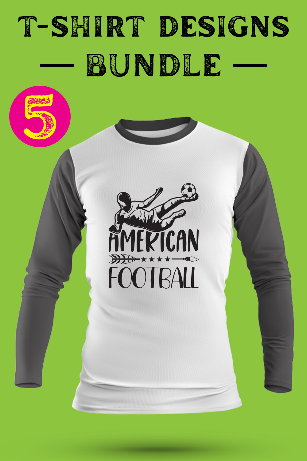 American Football Day T Shirt Designs Bundle voli-13 pinterest preview image.