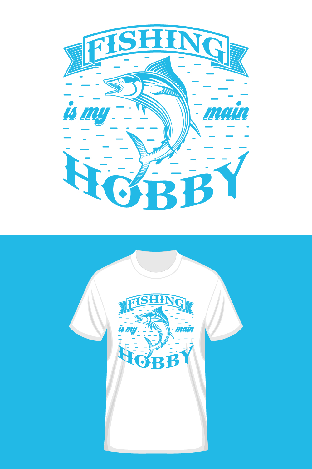 Fishing Typography Design T-Shirt Design Only For $7 pinterest preview image.