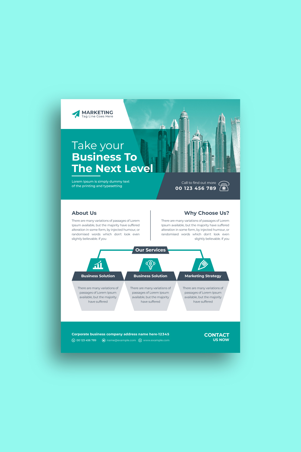 Corporate business flyer template pinterest preview image.