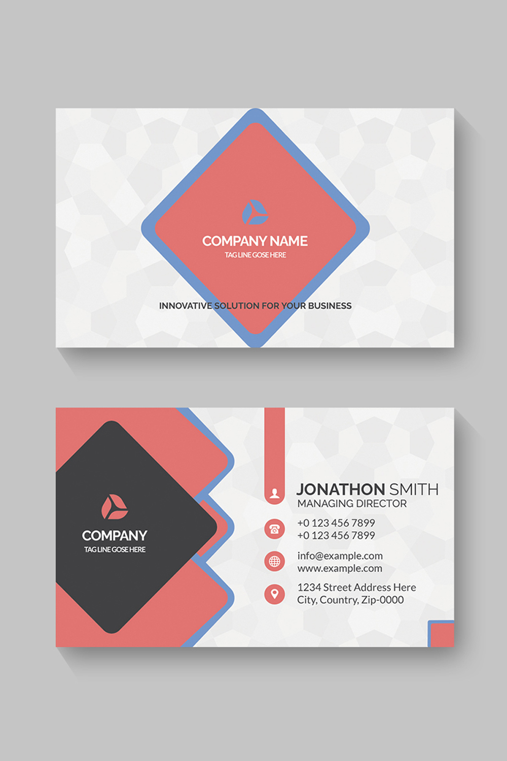 Vector modern creative and clean business card template pinterest preview image.