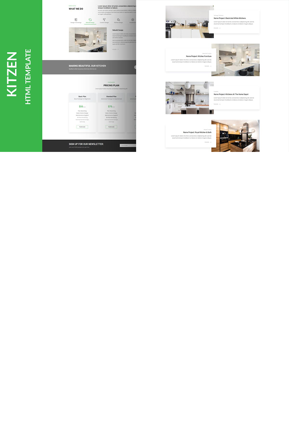 Kitzen Modern Kitchen HTML Template pinterest preview image.