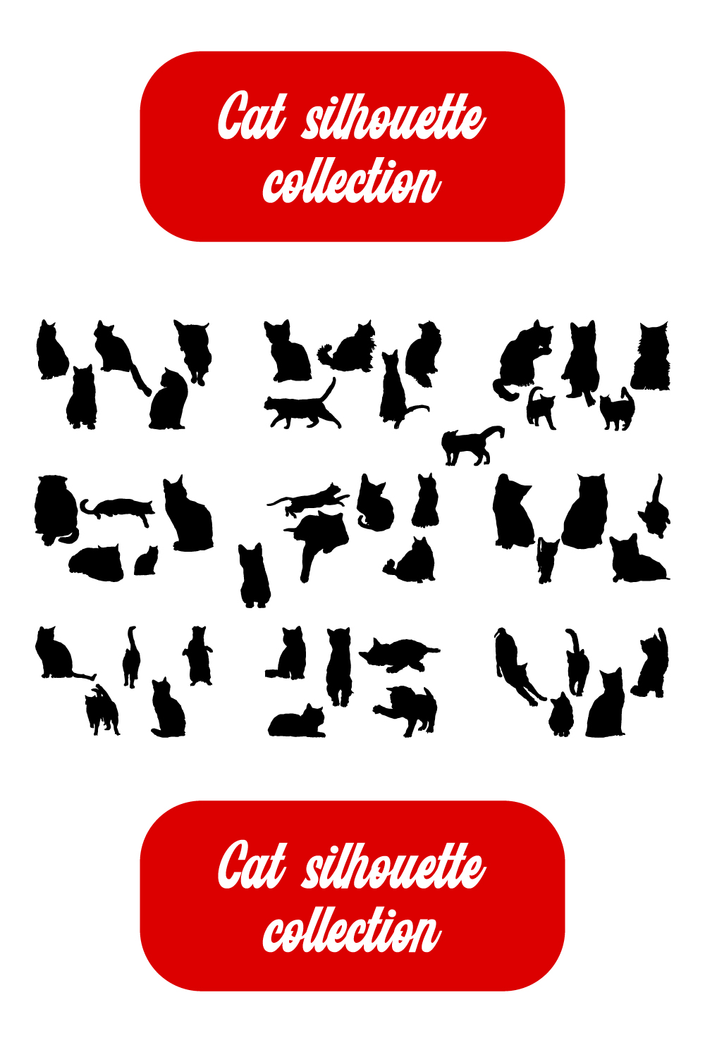 Cat silhouette collection bundle pinterest preview image.