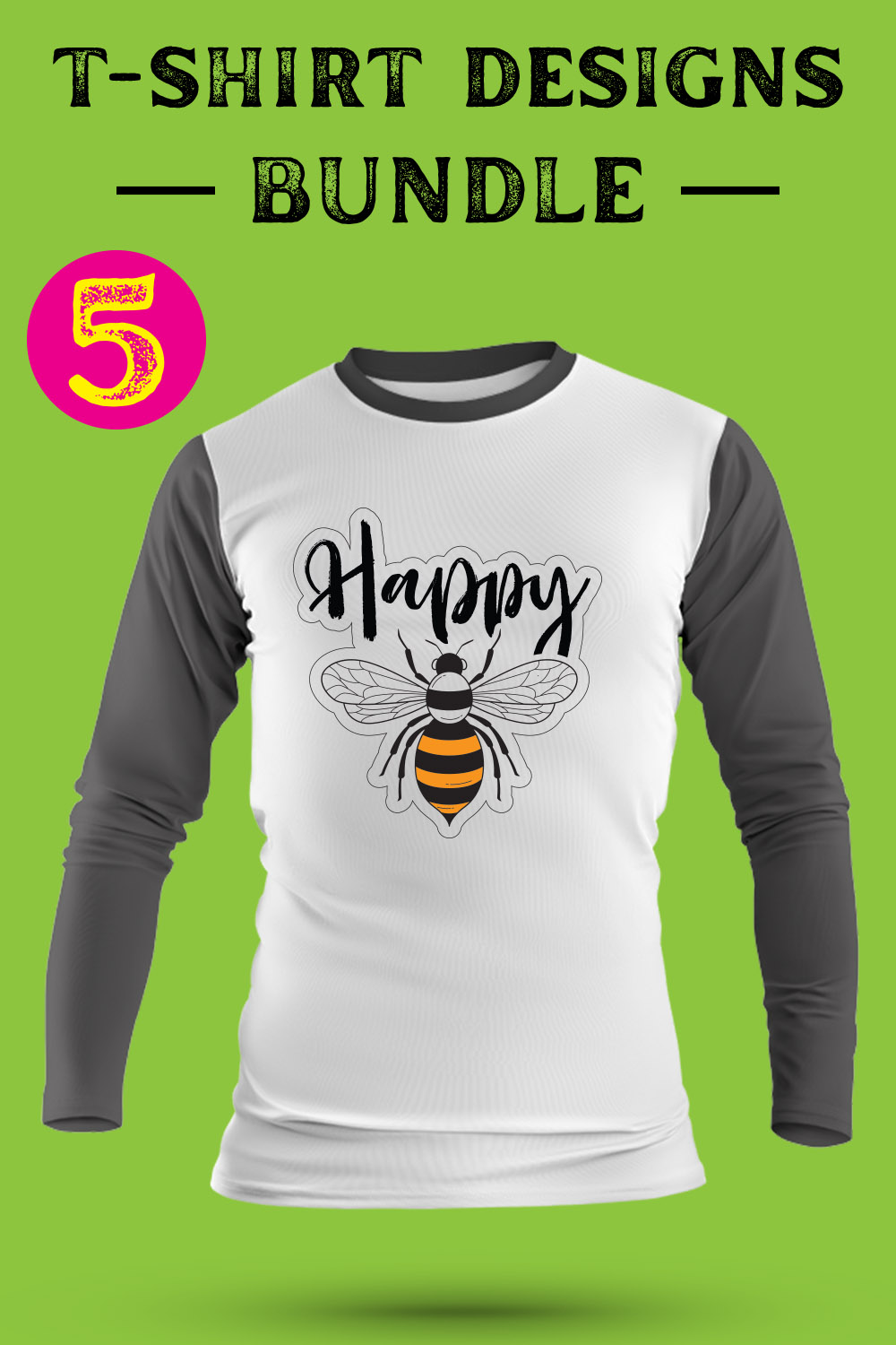 Bee SVG T Shirt Designs Bundle pinterest preview image.