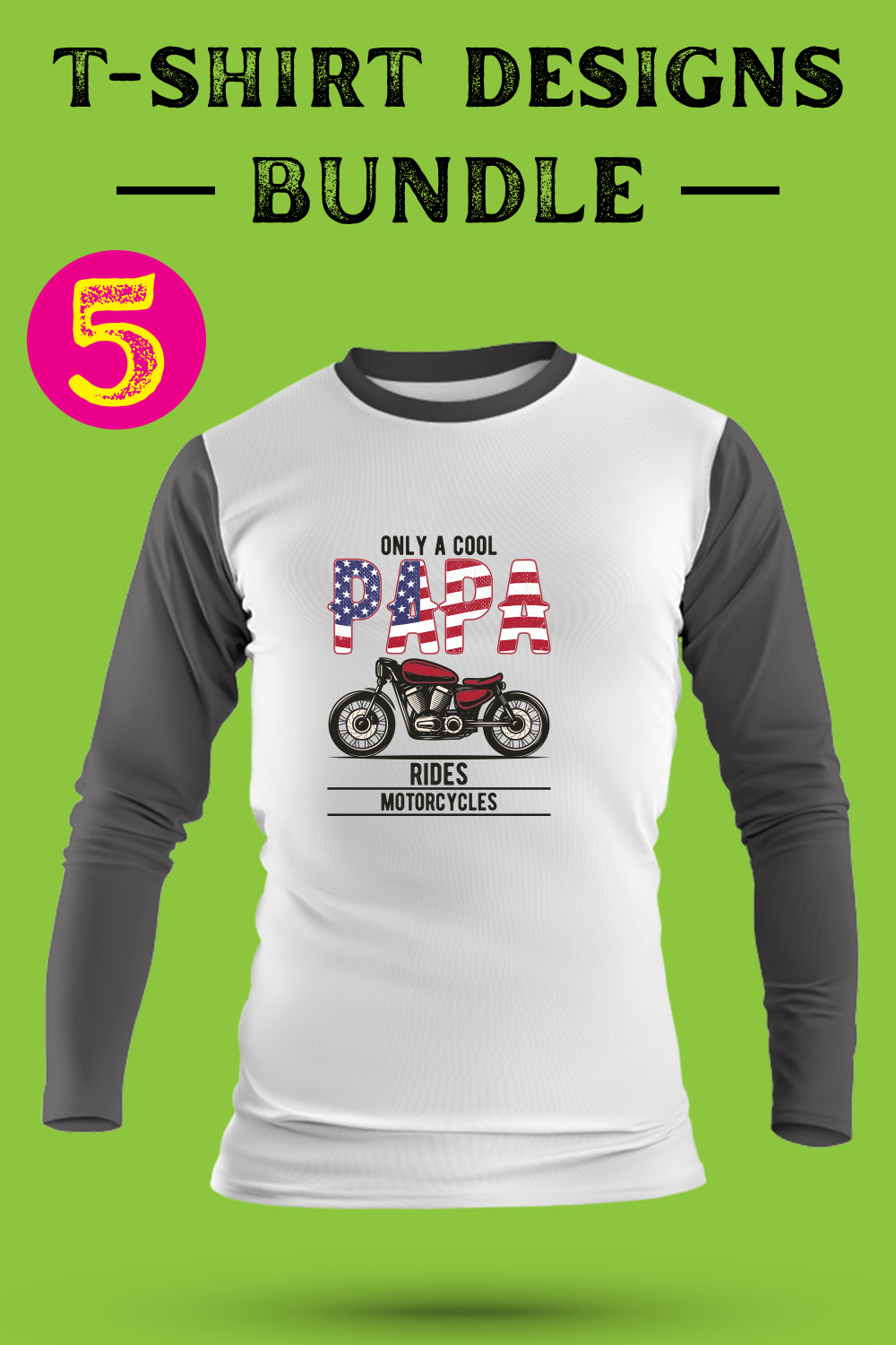 American flag T Shirt Designs Bundle pinterest preview image.