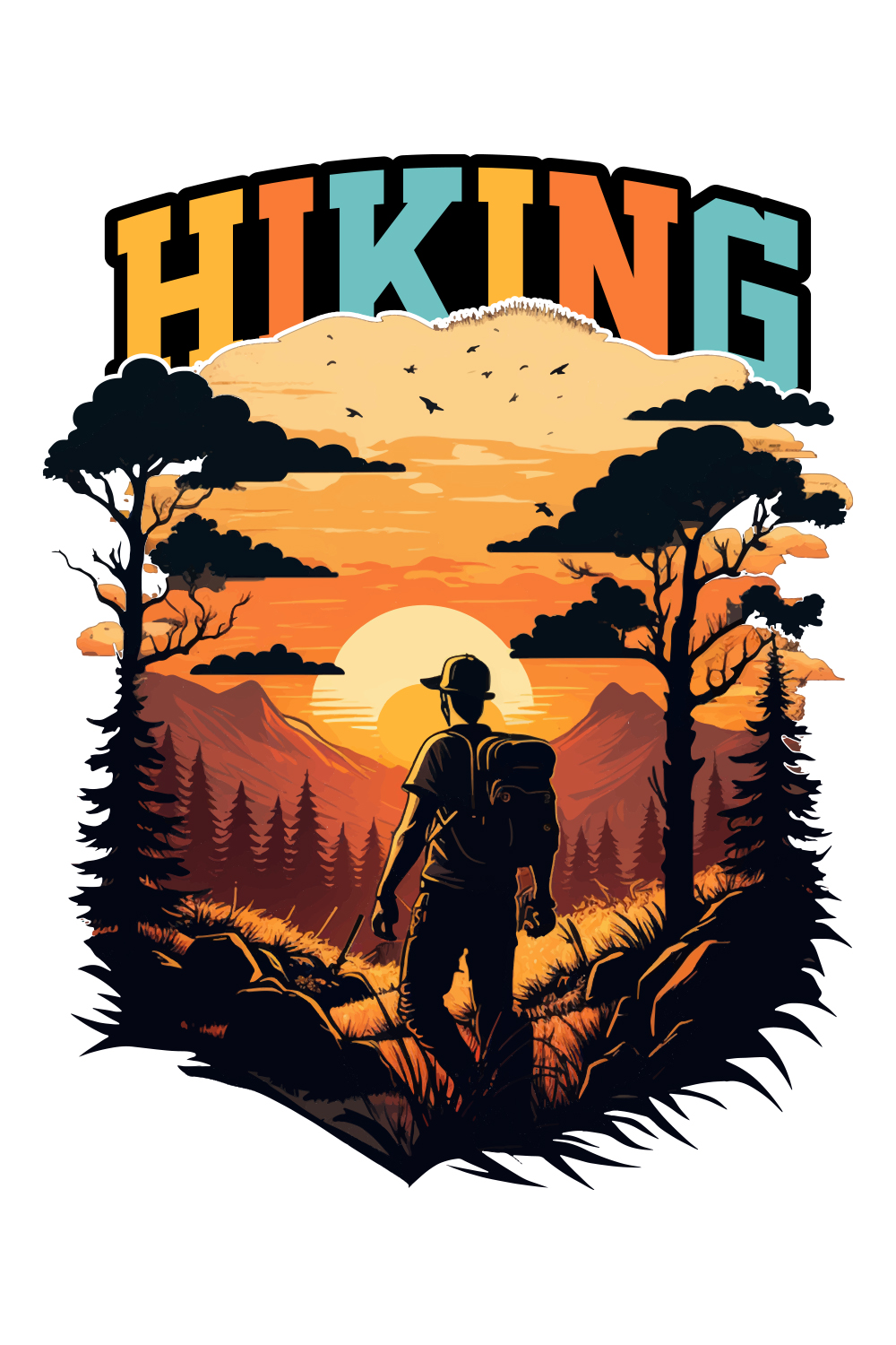 Hiking T-shirt Design, Best Hiking t shirt, Hiking mountain forest