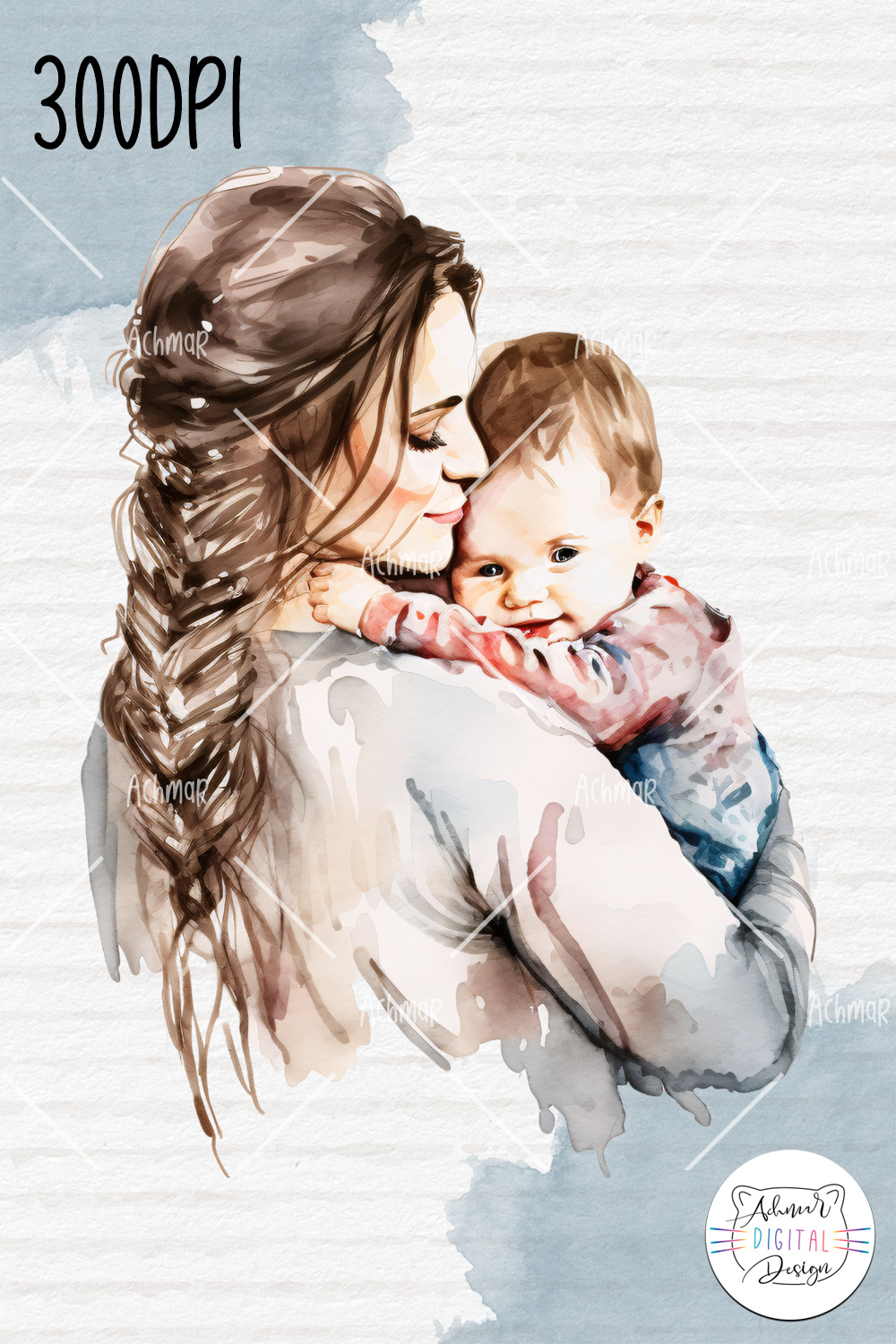 Mother's Day gift watercolor Clip Art pinterest preview image.