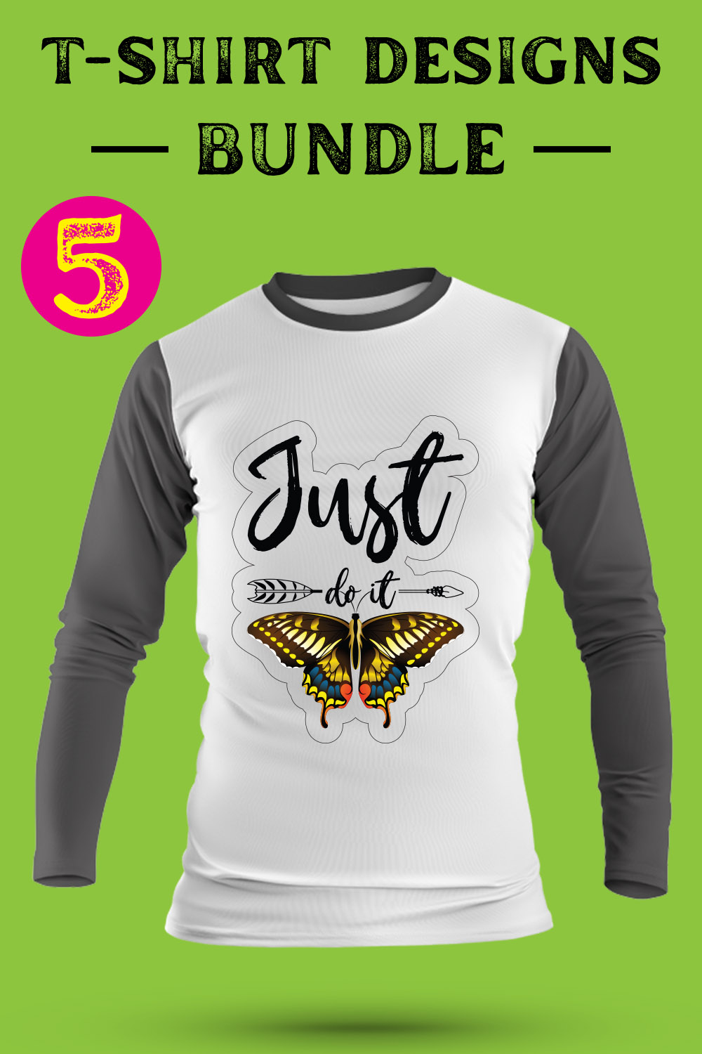 Butterfly T Shirt Designs Bundle pinterest preview image.