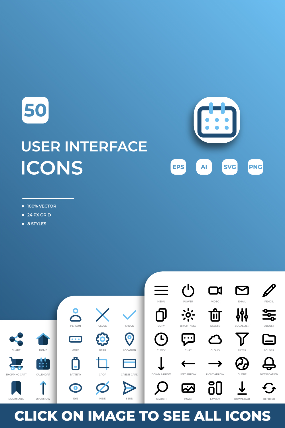 User Interface Icons Pack pinterest preview image.