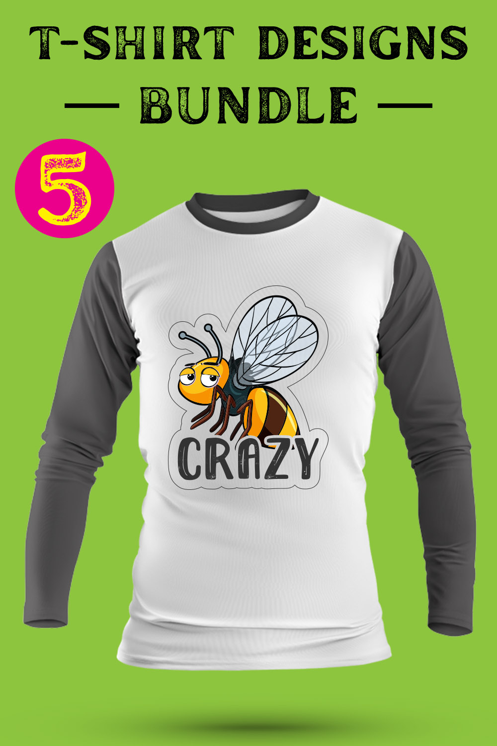 Bee SVG T Shirt Designs Bundle pinterest preview image.