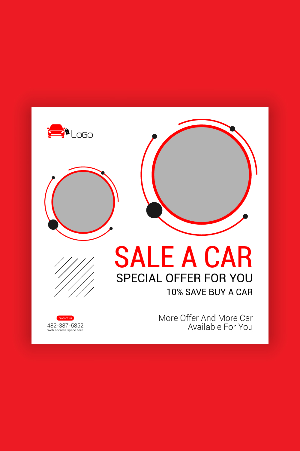 Car Sale Social Media Post Template Bundle pinterest preview image.