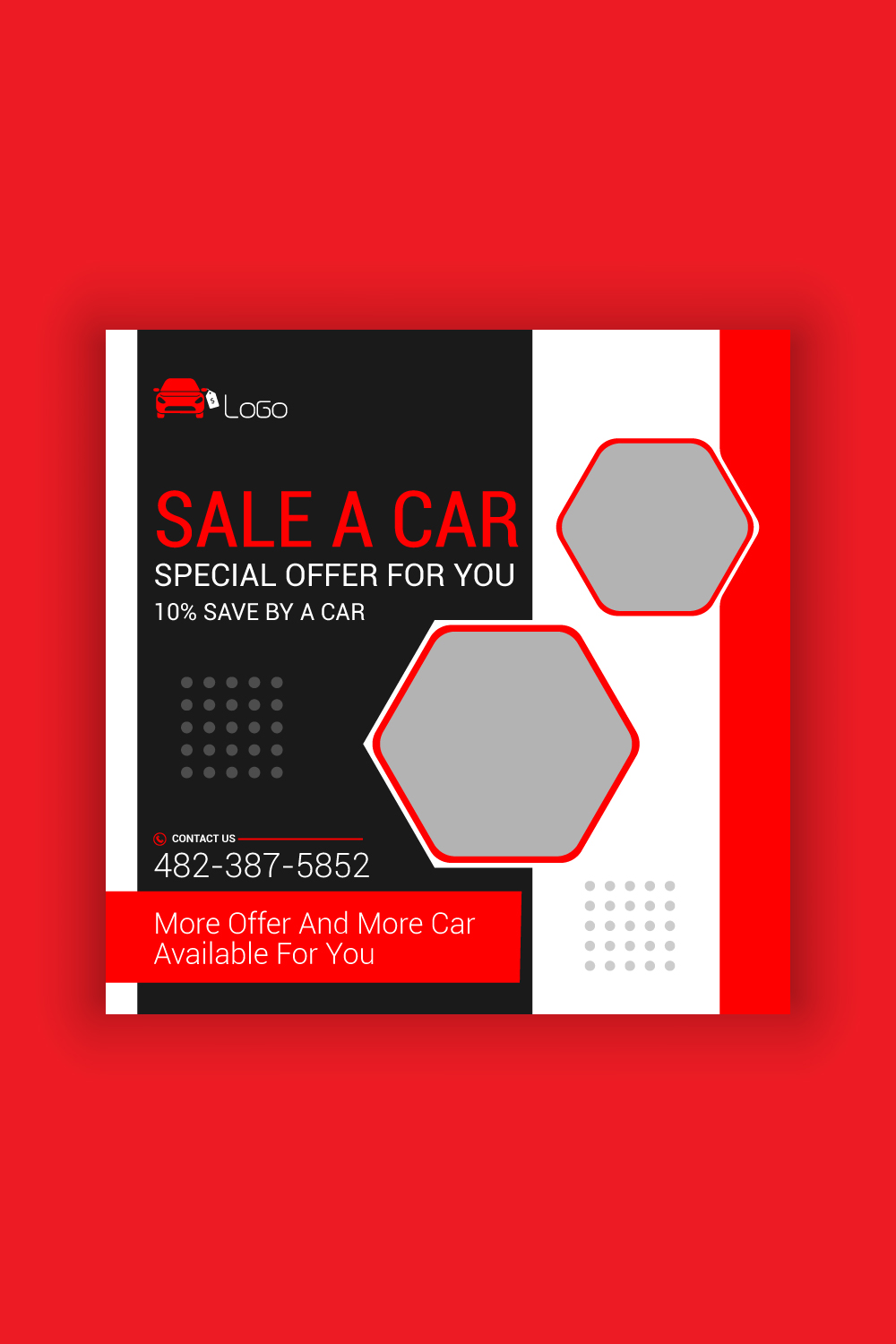 Car Sale Social Media Post Template Bundle pinterest preview image.