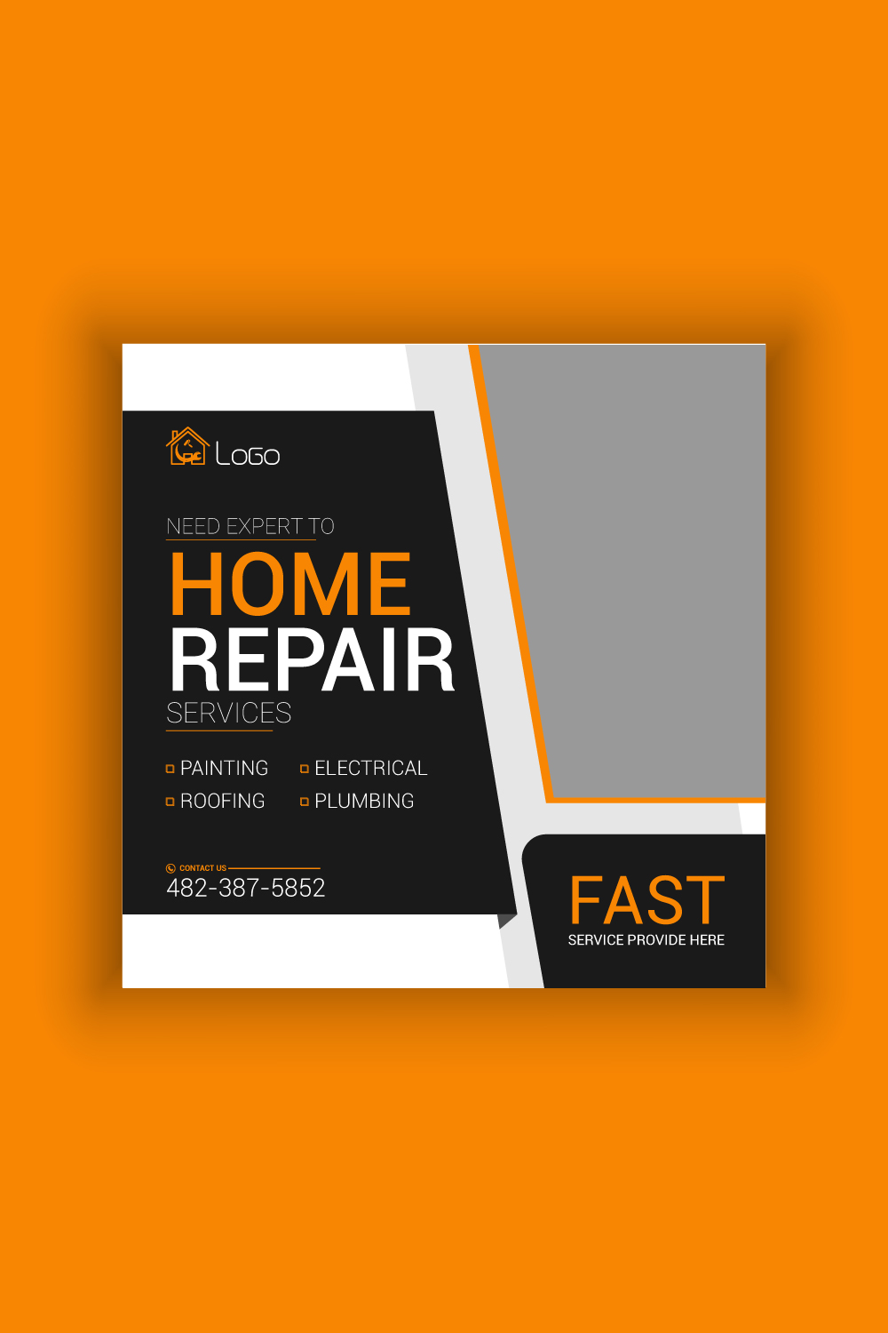 Home Repair Service Media Post Template Bundle pinterest preview image.