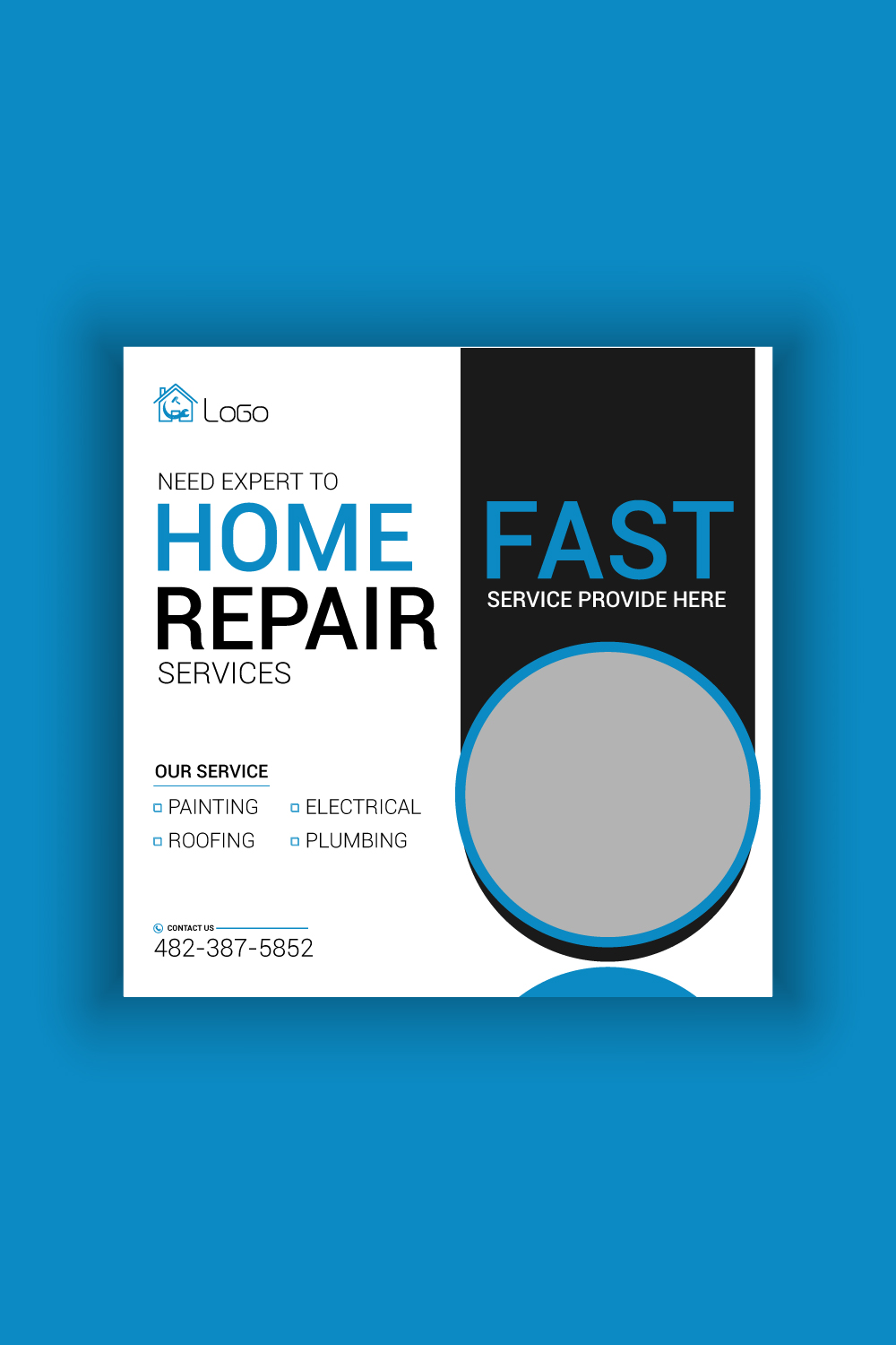 Home Repair Service Media Post Template Bundle pinterest preview image.