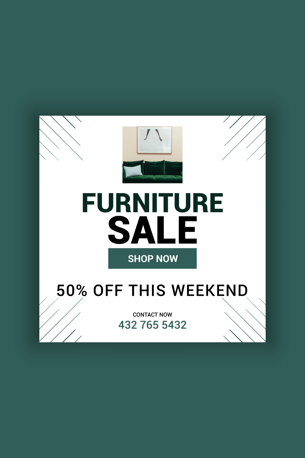 Furniture Sale Media Post Template Bundle pinterest preview image.