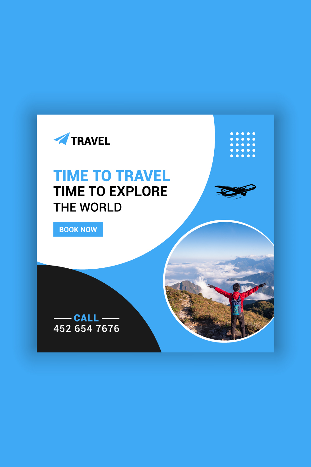 Travel Agency Social Media Post Template Bundle pinterest preview image.