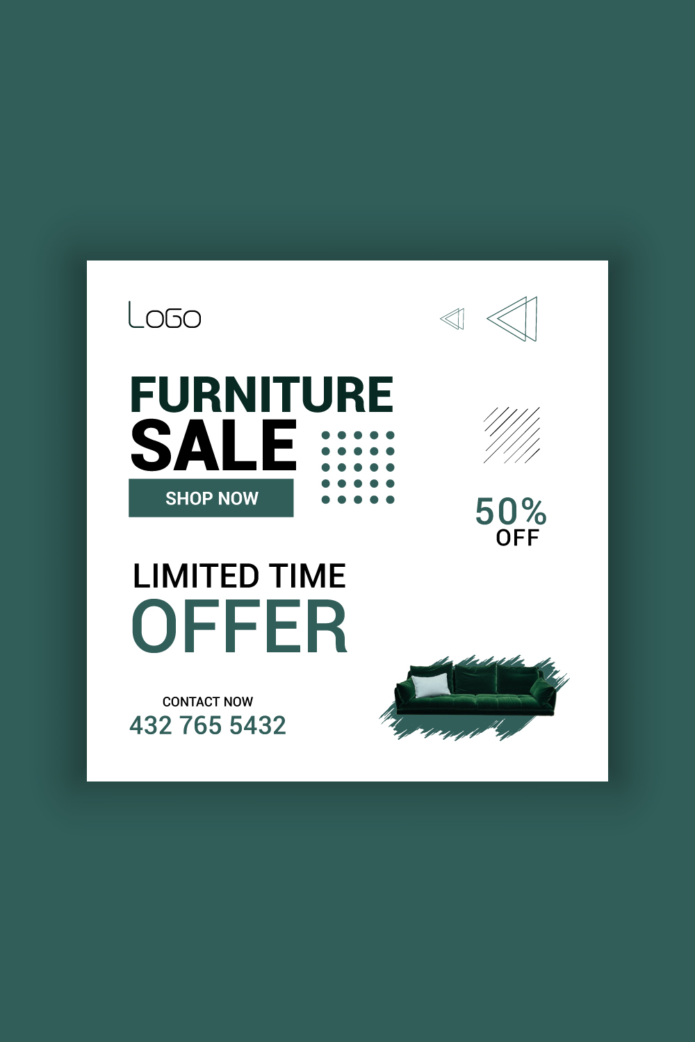 Furniture Sale Media Post Template Bundle pinterest preview image.