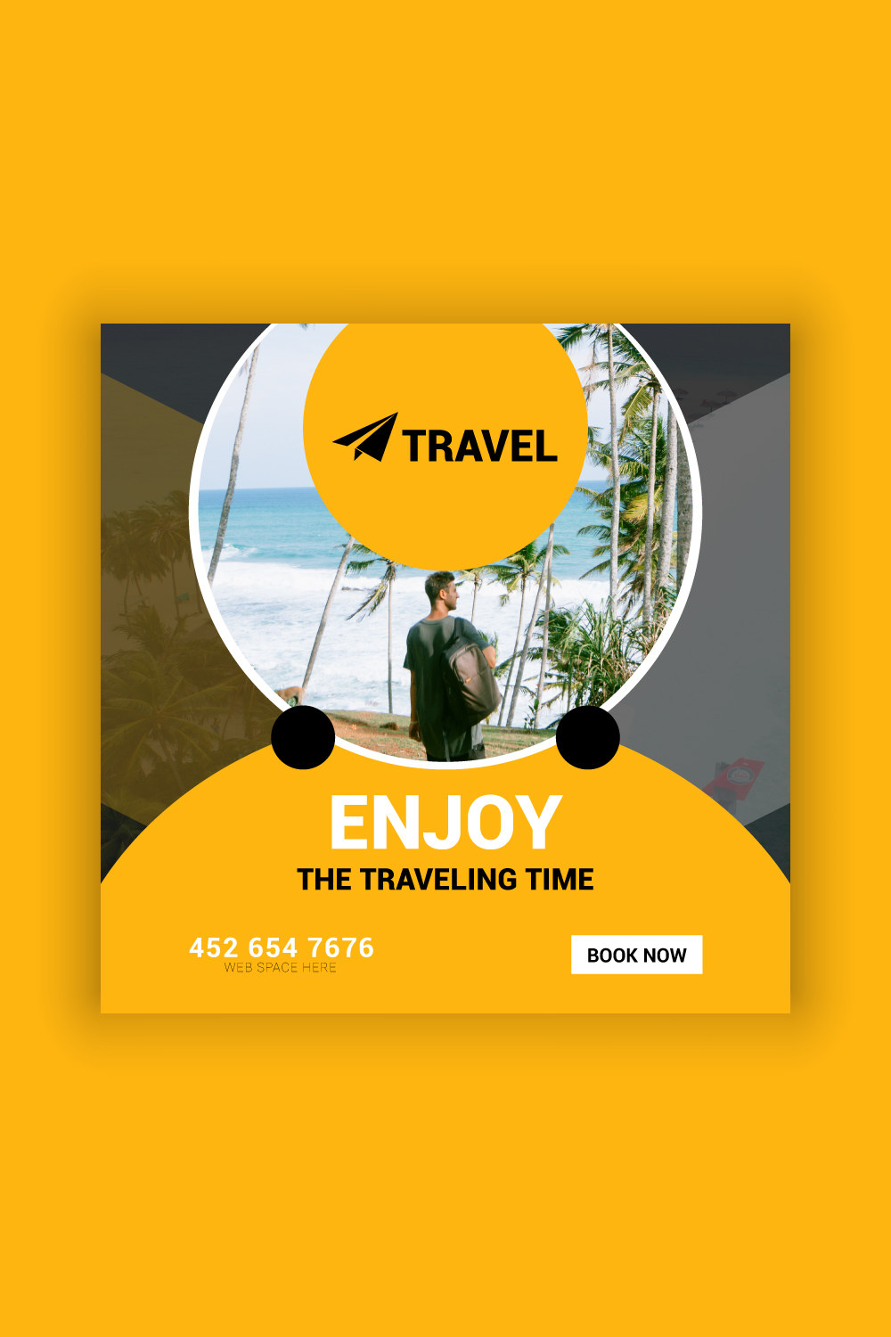 Travel Agency Social Media Post Template Bundle pinterest preview image.