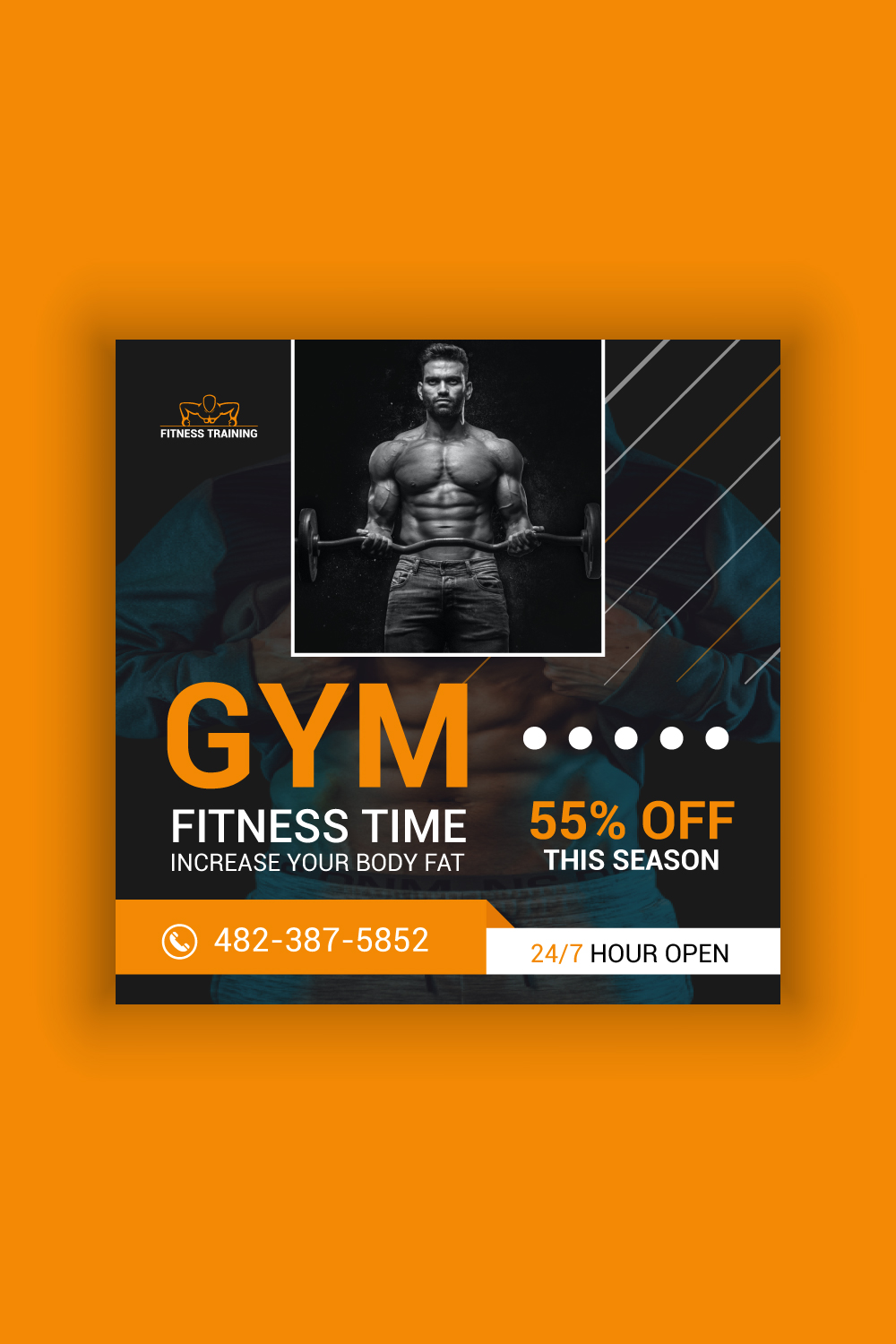 Gym Social Media Post Template Bundle pinterest preview image.