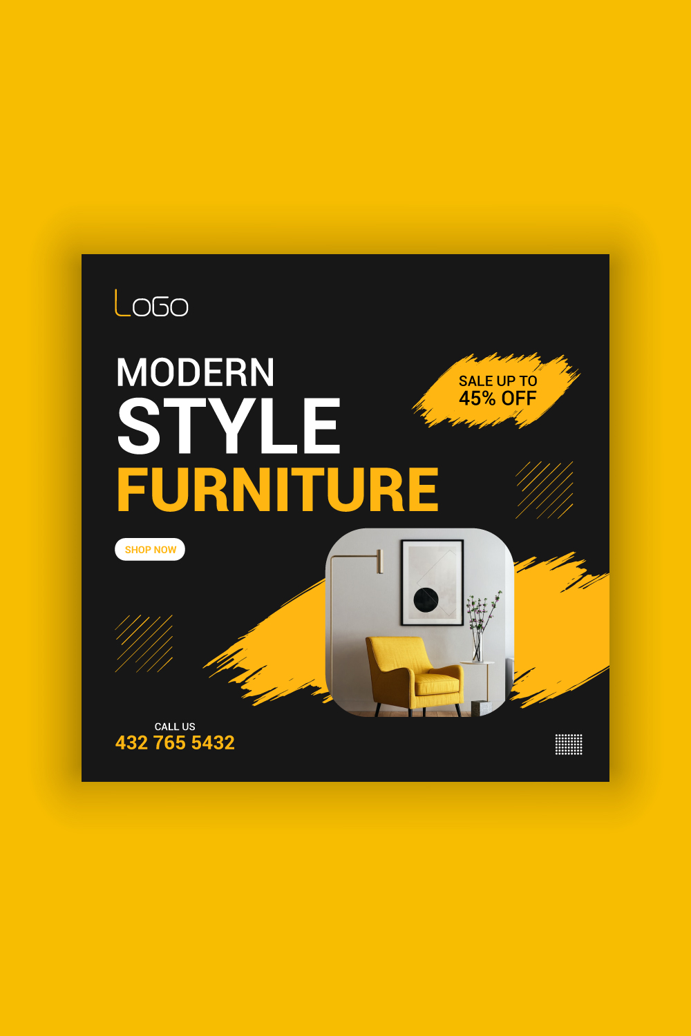 Furniture Sale Media Post Template Bundle pinterest preview image.