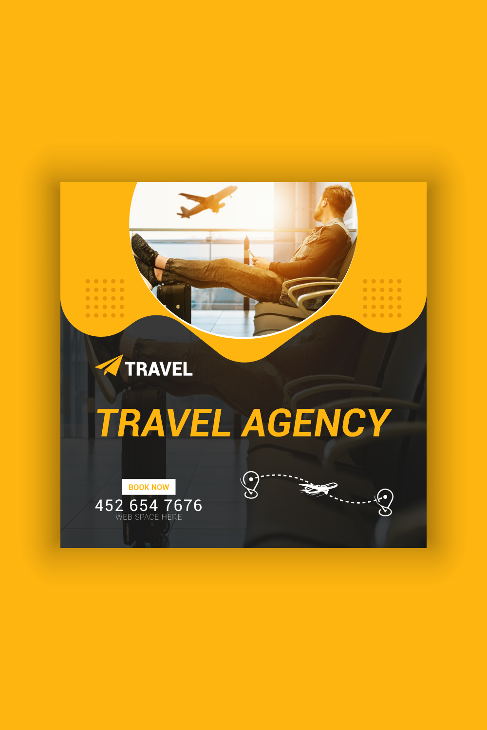 Travel Agency Social Media Post Template Bundle pinterest preview image.