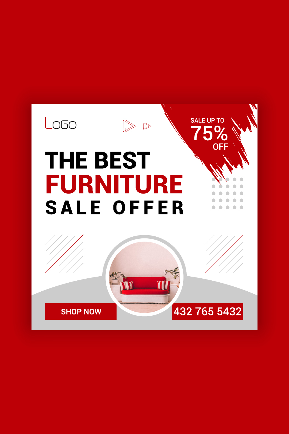 Furniture Sale Media Post Template Bundle pinterest preview image.