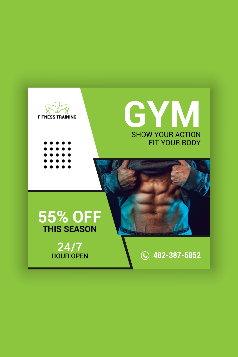 Gym Social Media Post Template Bundle pinterest preview image.