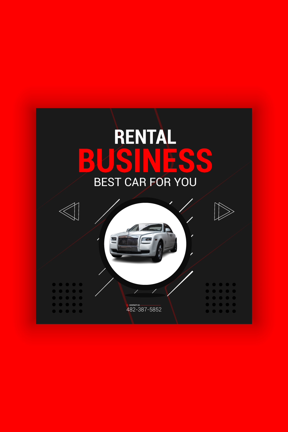 Rent A Car and Rental Business Social Media Post Template Bundle pinterest preview image.
