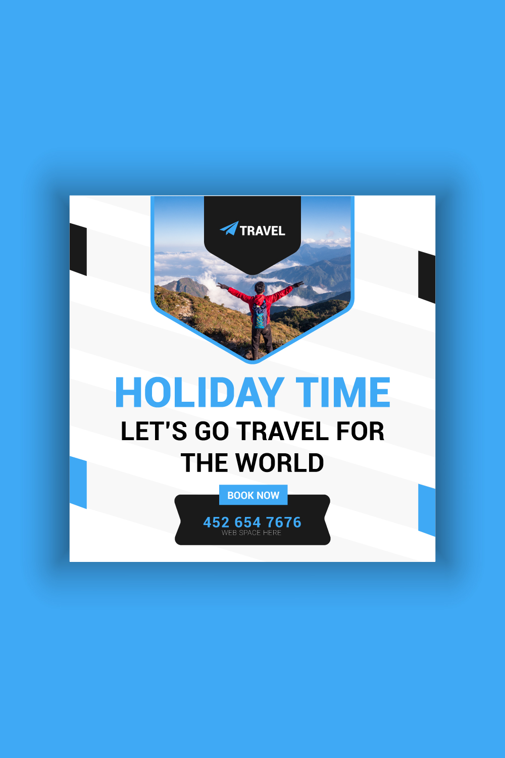 Travel Agency Social Media Post Template Bundle pinterest preview image.