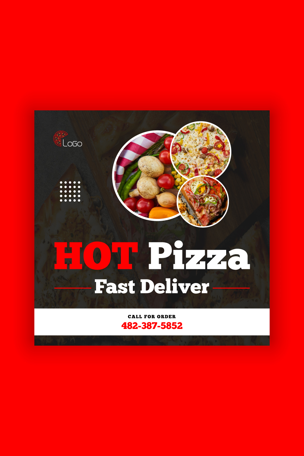 Pizza & Food Deliver Social Media Post Template Bundle pinterest preview image.