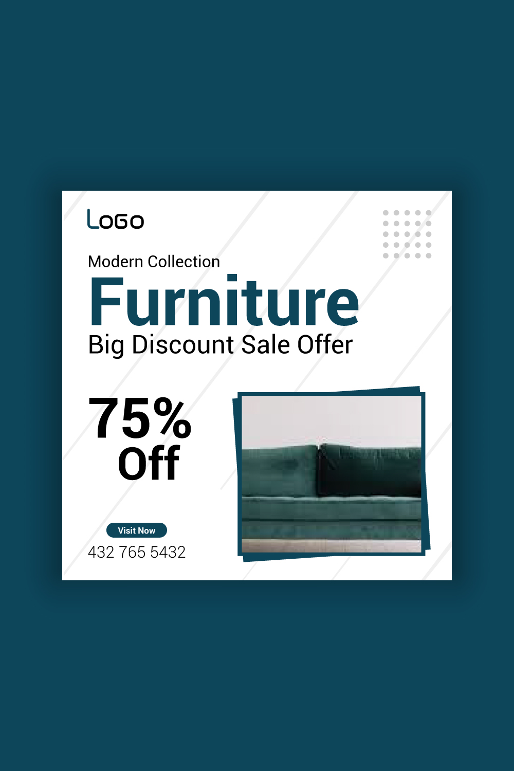 Furniture Sale Media Post Template Bundle pinterest preview image.