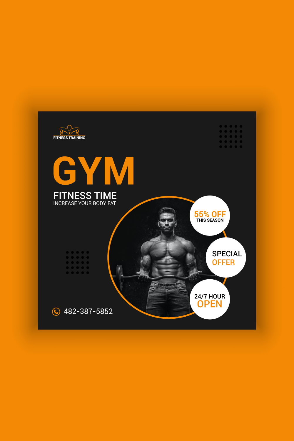 Gym Social Media Post Template Bundle pinterest preview image.