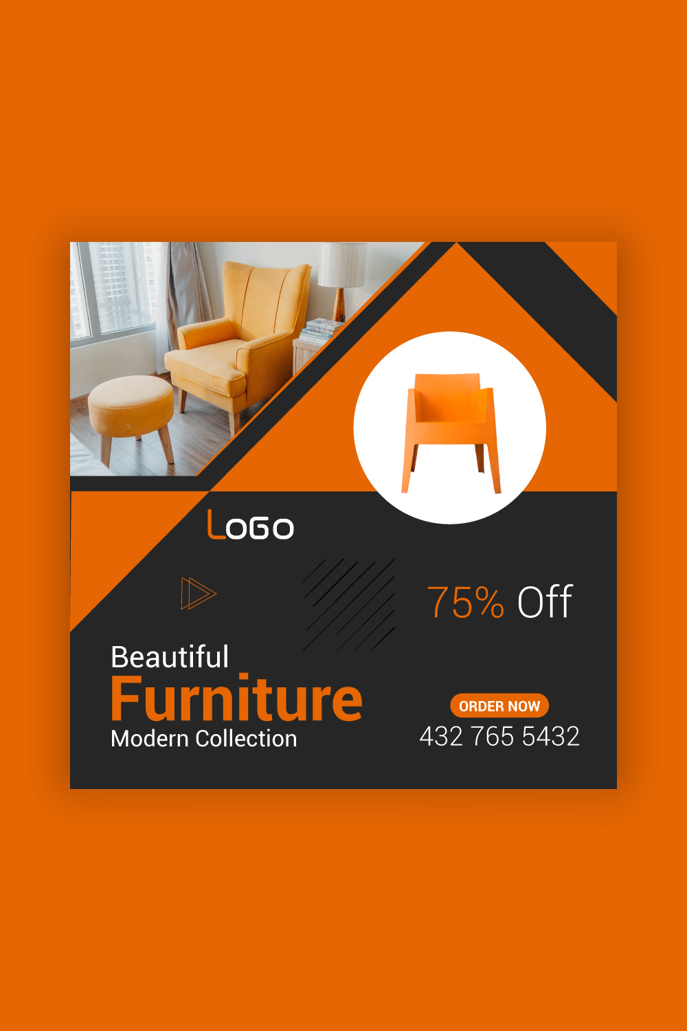 Furniture Sale Media Post Template Bundle pinterest preview image.